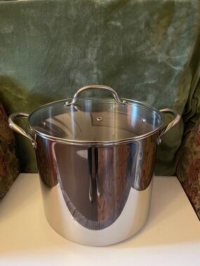 New Stainless Steel 16 Quart Stock Pot with Glass Lid - Silver